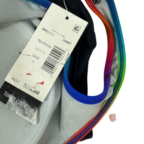 Swim Solutions nwt $98 Women's‎ Shirred Zip-Up One-Piece Swimsuit 8 M - Picture 6 of 11